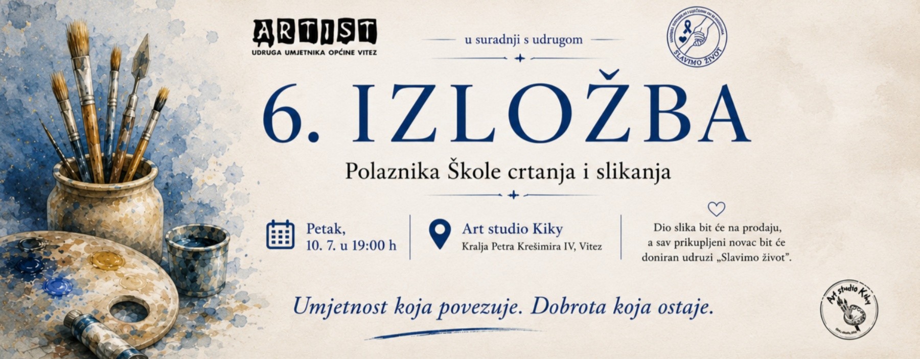 U Vitezu se otvara 6. izložba polaznika Art studija Kiky: "Umjetnost koja povezuje. Dobrota koja ostaje."