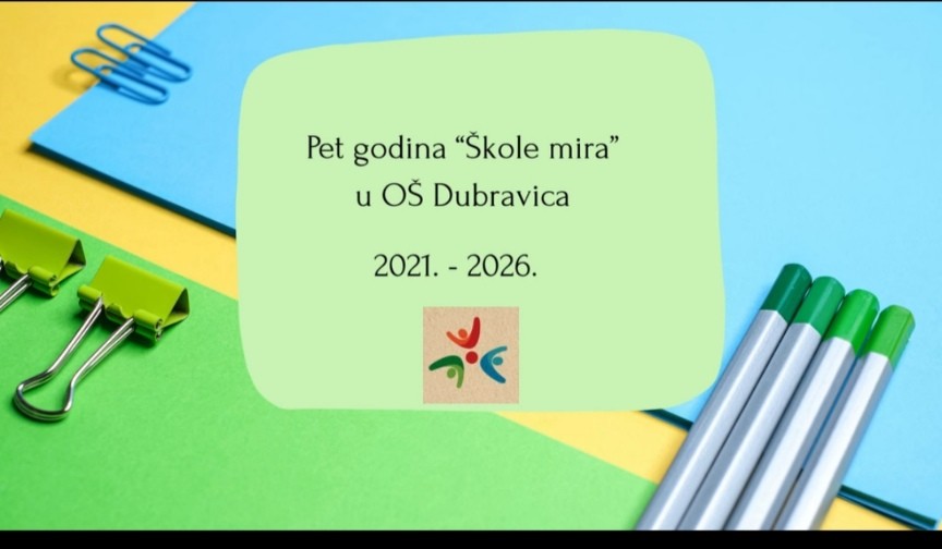 OŠ Dubravica dio mreže Škola mira: Priznanje za pet godina rada