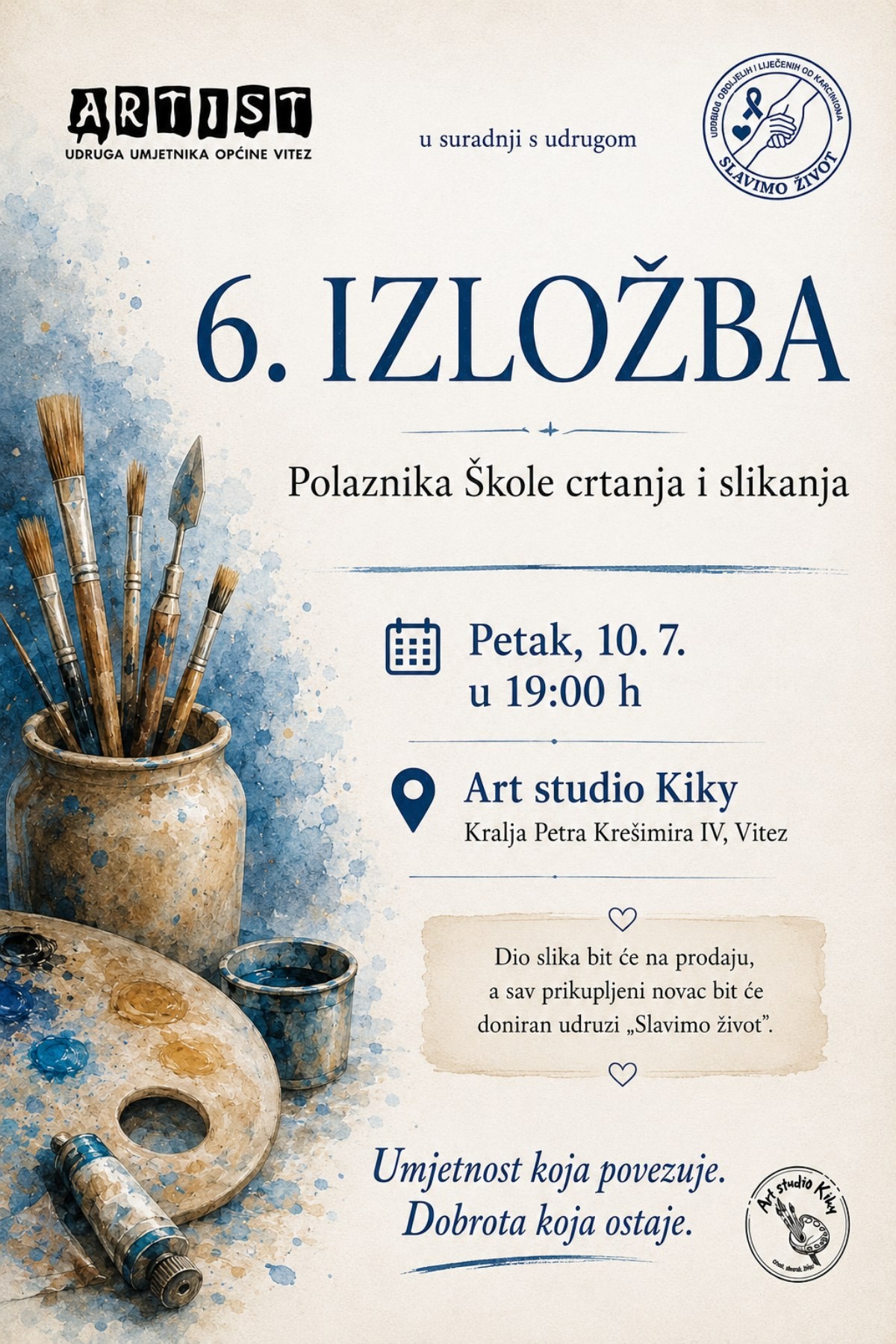 Pozivnica na 6. izložbu polaznika Škole crtanja i slikanja by Art studio Kiky