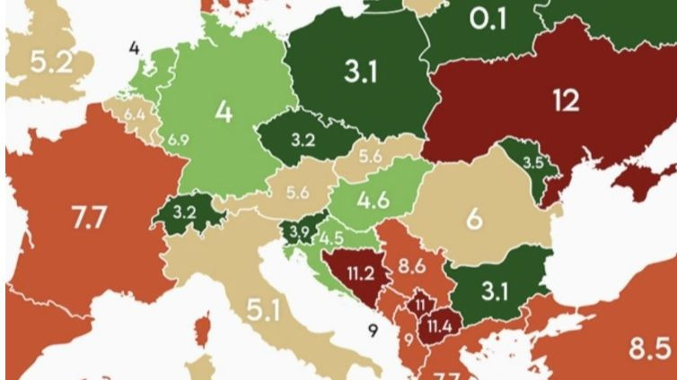 Mapa nezaposlenosti u Europi: podaci iz BiH zabrinjavajući