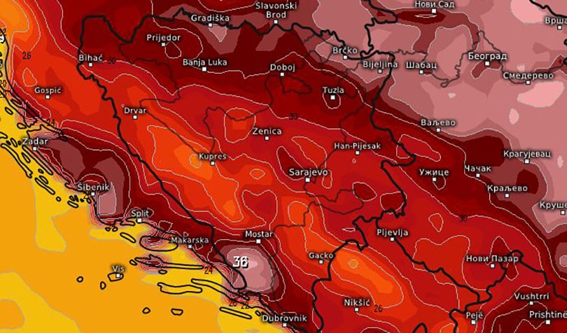 Toplinski val u BiH: Temperature danas i do 38 stupnjeva, osvježenje još nije na vidiku