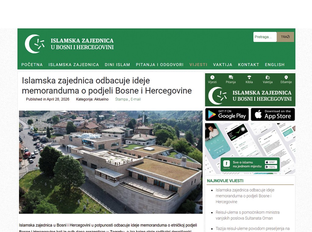 Šest i više pitanja Islamskoj zajednici BiH nakon njihove izjave 