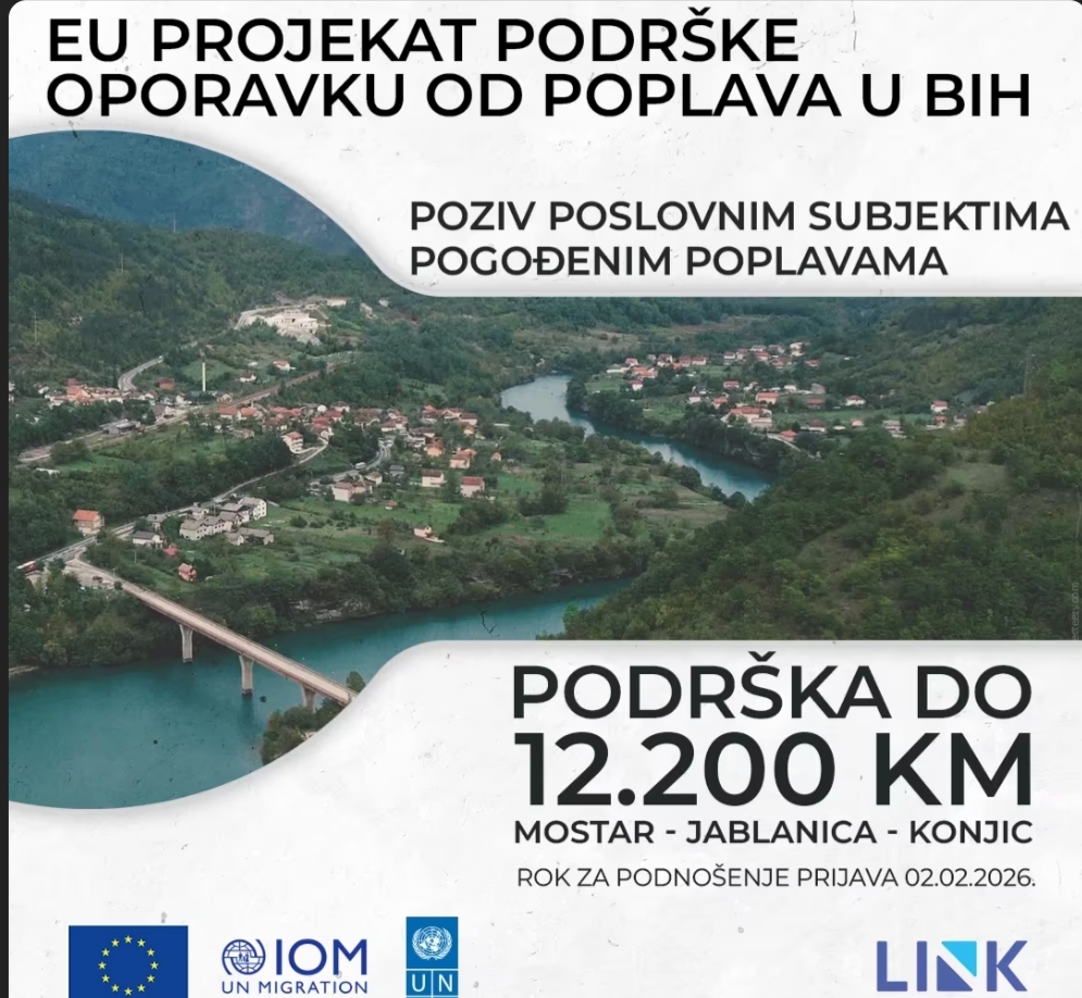 Poduzetnici pogođeni poplavama u BiH mogu aplicirati za bespovratna sredstva do 12.200 KM
