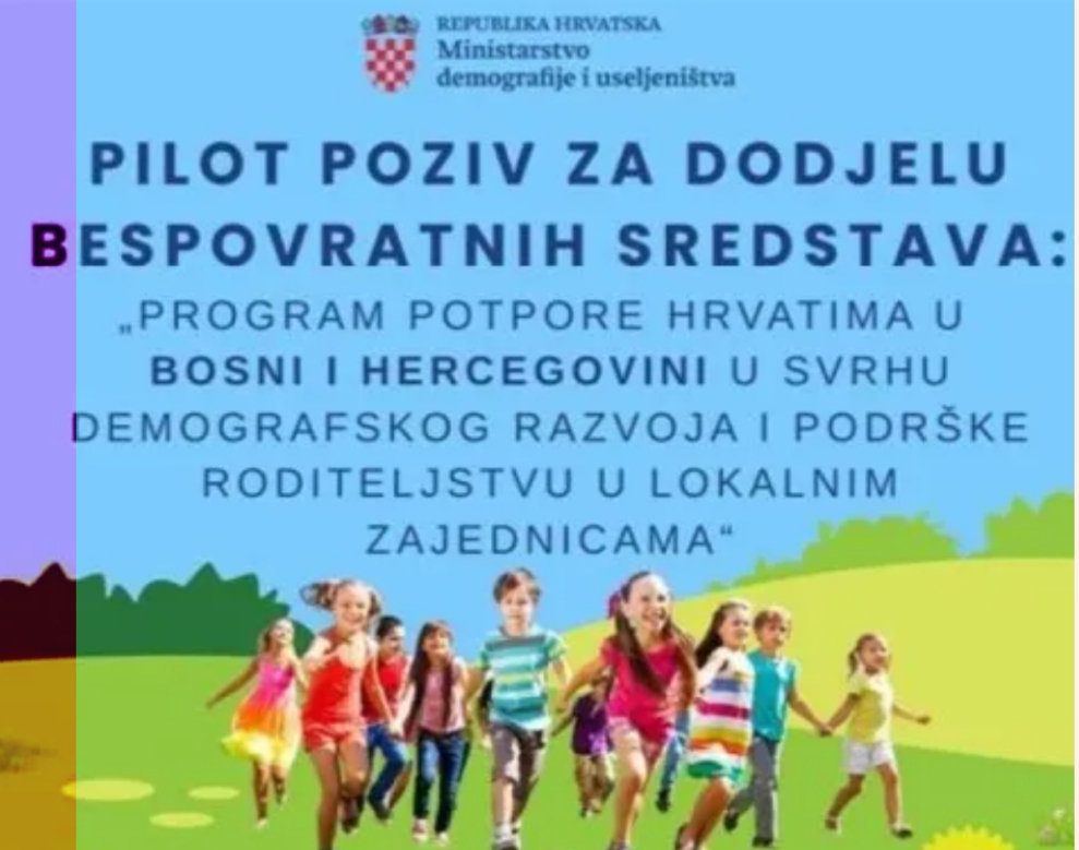 Pokrenut program potpore Hrvatima u BiH u svrhu demografskog razvoja i podrške roditeljstvu